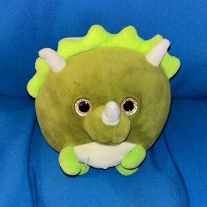 Dinosaur Plush Three Horned Dinosaur Colored Green Yellow White Black NWOTS